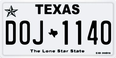 TX license plate DOJ1140