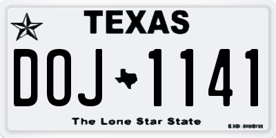 TX license plate DOJ1141