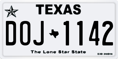 TX license plate DOJ1142