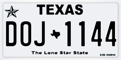 TX license plate DOJ1144