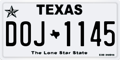 TX license plate DOJ1145