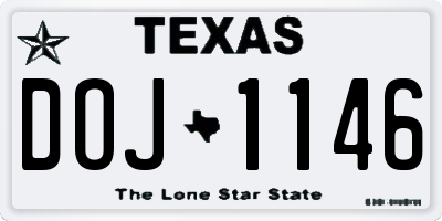 TX license plate DOJ1146
