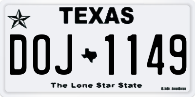 TX license plate DOJ1149