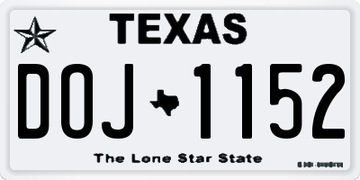 TX license plate DOJ1152