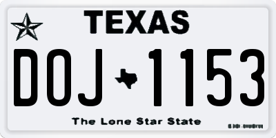 TX license plate DOJ1153