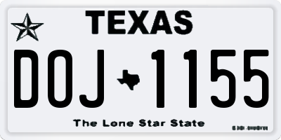 TX license plate DOJ1155