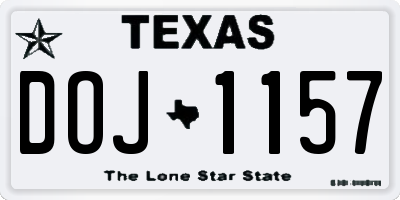 TX license plate DOJ1157
