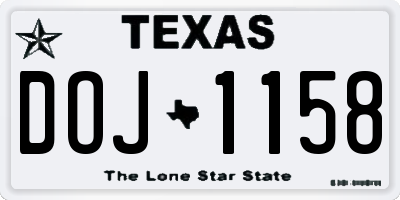 TX license plate DOJ1158