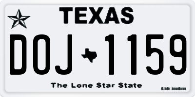 TX license plate DOJ1159