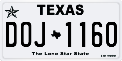 TX license plate DOJ1160