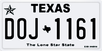 TX license plate DOJ1161