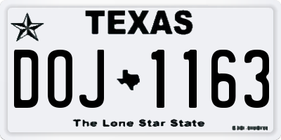 TX license plate DOJ1163