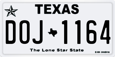 TX license plate DOJ1164