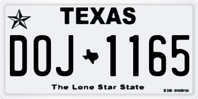 TX license plate DOJ1165