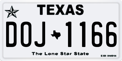 TX license plate DOJ1166