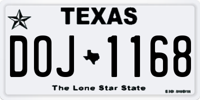 TX license plate DOJ1168