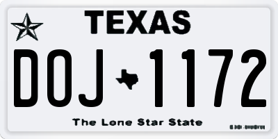 TX license plate DOJ1172