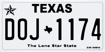 TX license plate DOJ1174