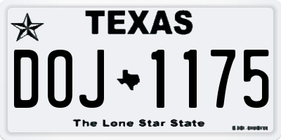 TX license plate DOJ1175
