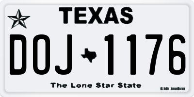 TX license plate DOJ1176