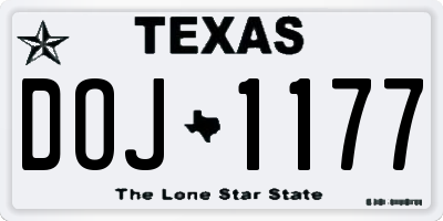 TX license plate DOJ1177