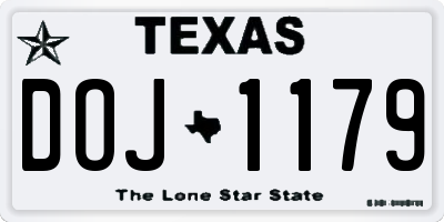 TX license plate DOJ1179