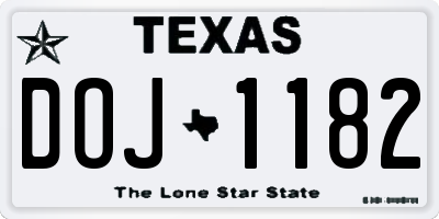 TX license plate DOJ1182