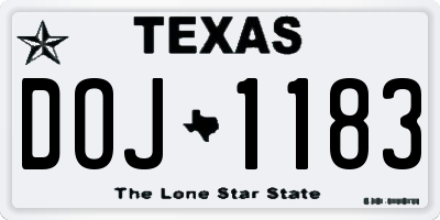TX license plate DOJ1183