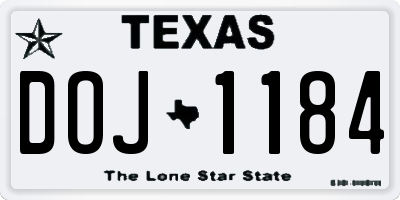 TX license plate DOJ1184