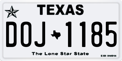 TX license plate DOJ1185