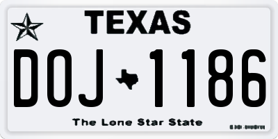 TX license plate DOJ1186