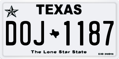 TX license plate DOJ1187