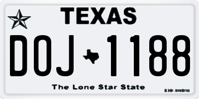 TX license plate DOJ1188