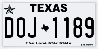 TX license plate DOJ1189