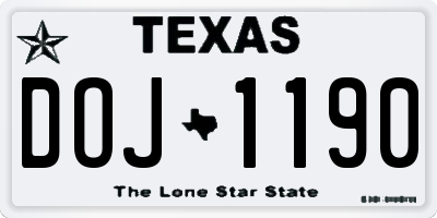 TX license plate DOJ1190