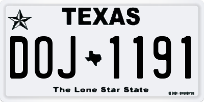TX license plate DOJ1191