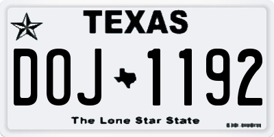 TX license plate DOJ1192