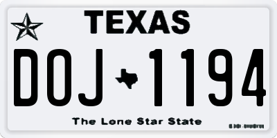 TX license plate DOJ1194