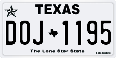 TX license plate DOJ1195