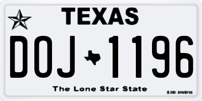 TX license plate DOJ1196
