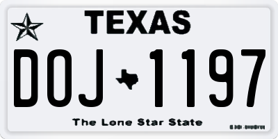 TX license plate DOJ1197