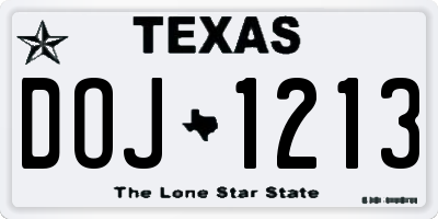 TX license plate DOJ1213