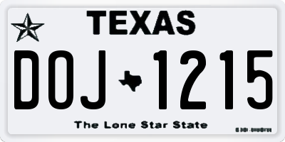 TX license plate DOJ1215