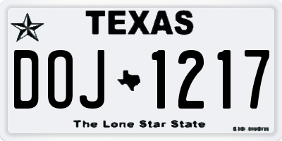 TX license plate DOJ1217