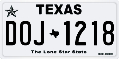 TX license plate DOJ1218
