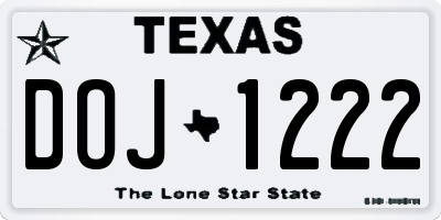 TX license plate DOJ1222