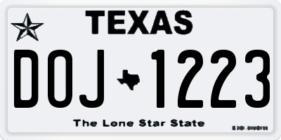 TX license plate DOJ1223