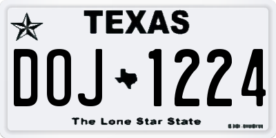TX license plate DOJ1224