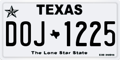 TX license plate DOJ1225