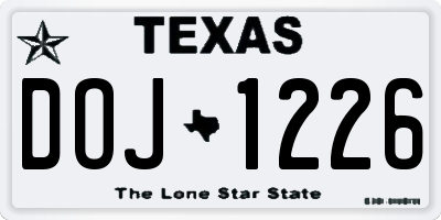 TX license plate DOJ1226